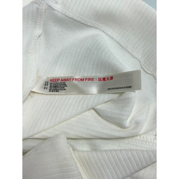 FREE PEOPLE Sydney Turtleneck Top XS Ivory White Rib Flare Sleeves Cotton Blend - Picture 6 of 8